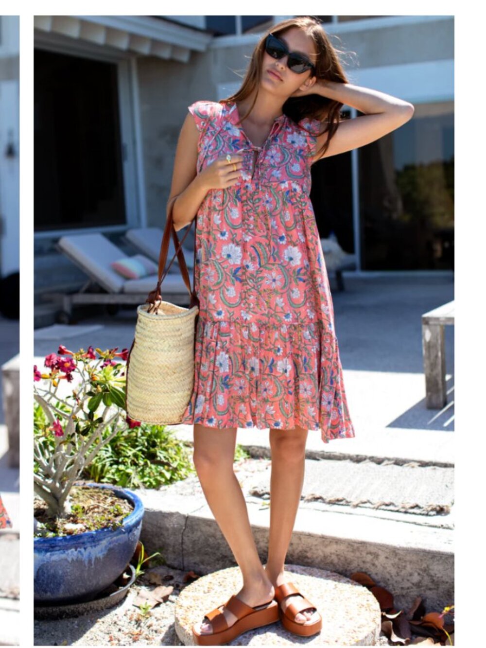 Emerson Fry India Angel Dress Chelsey Floral M/L Boho Hand Block Print